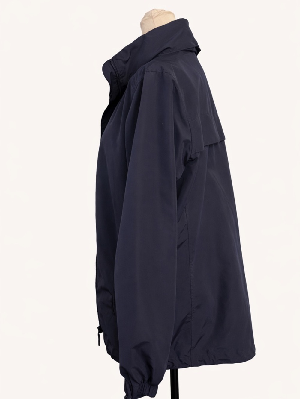Lands’ End Navy Windbreaker Jacket Hooded Zip Medium 10-12 - Picture 3 of 10